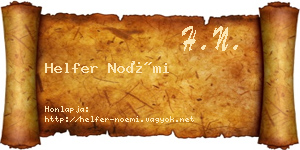 Helfer Noémi névjegykártya